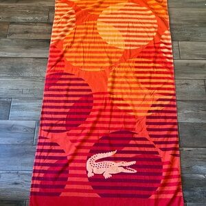 Lacoste Beach Towel Red & Orange Large 100% Cotton 36x72”